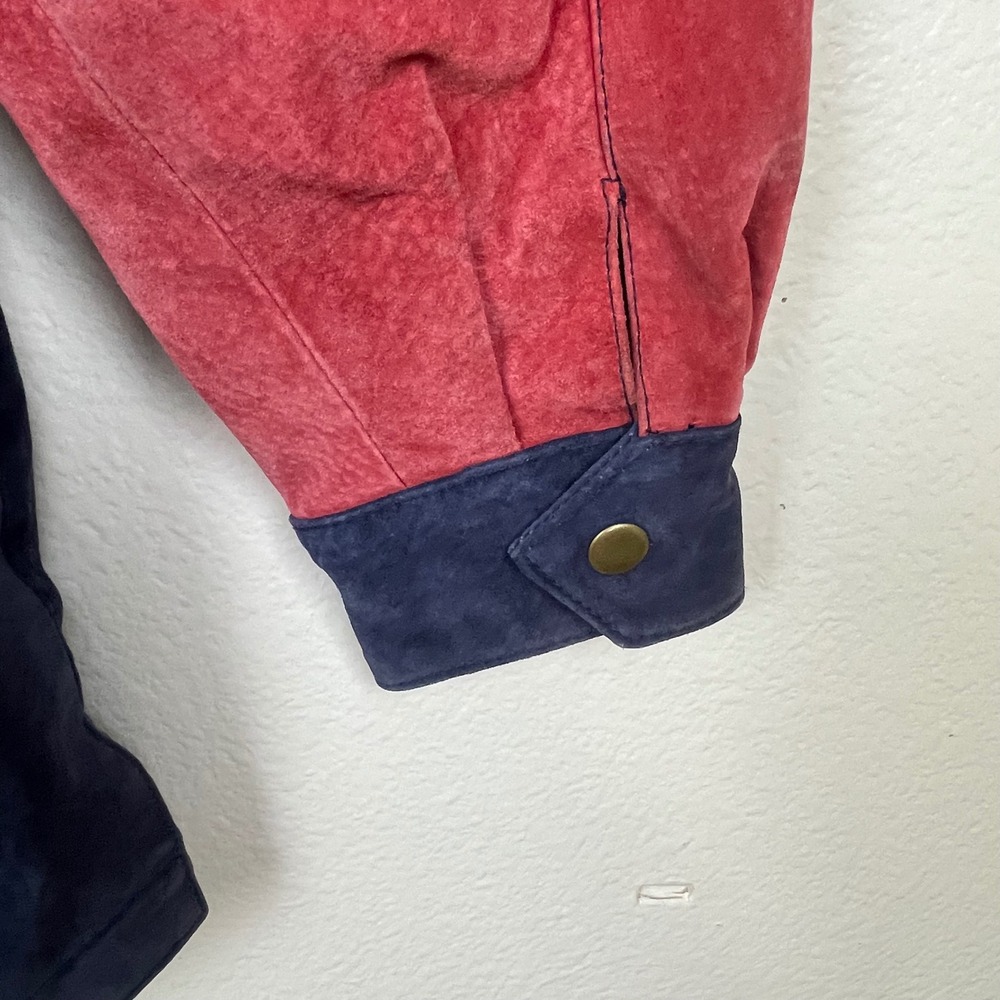 Vtg Deerskin Womens Jacket Sz M Hooded Parka Suede Maximalist Colorful Statement - Picture 9 of 11